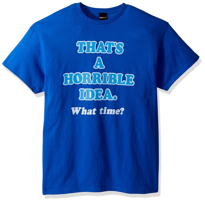 Fifth Sun mens Men's Dad Jokes Graphic Tees Shirt, Blue Horrible Idea Royal, Large US